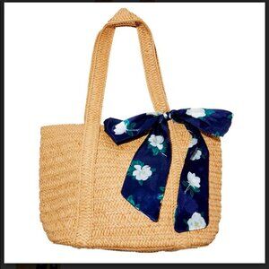 Draper James Everyday Straw Tote Bag With Floral Silk Bow